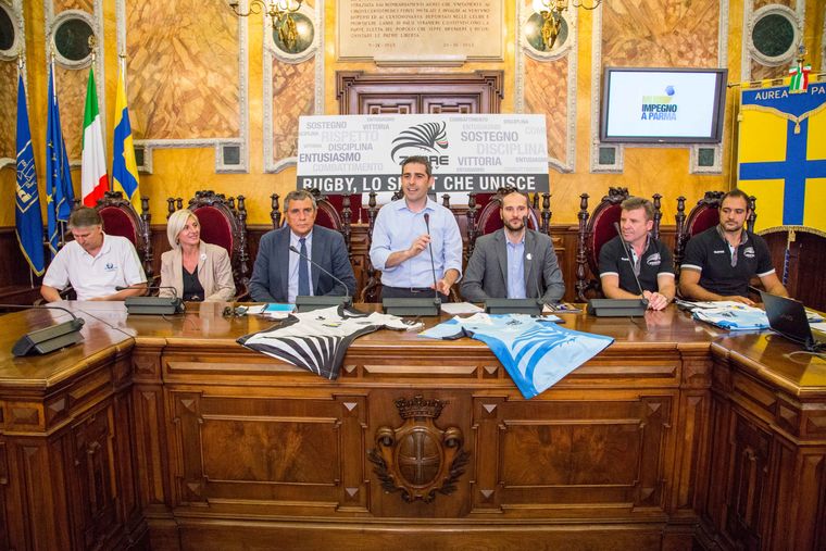 La presentazione della squadra delle Zebre Rugby, agosto 2014.